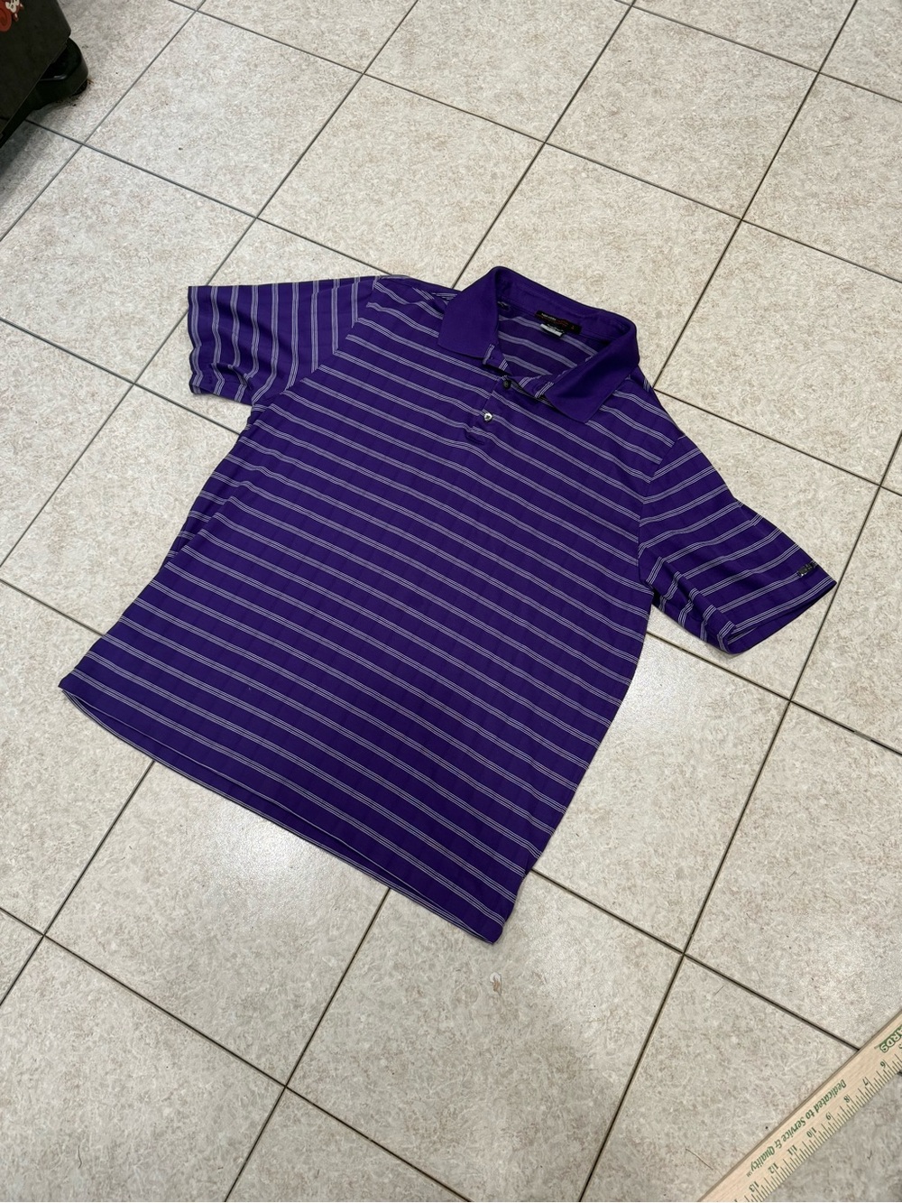 Tiger Woods Collection Purple Striped Polo